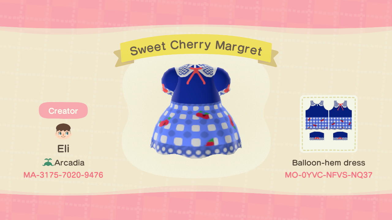 Animal Crossing Design Code: MO-0YVC-NFVS-NQ37 Sweet Cherry Margret