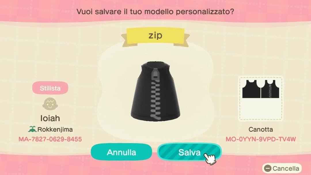 Animal Crossing Design Code: MO-0YYN-9VPD-TV4W Zip top