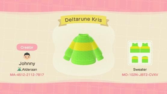 Animal Crossing Design Code: MO-102N-JBT2-CVXV Deltarune Kris