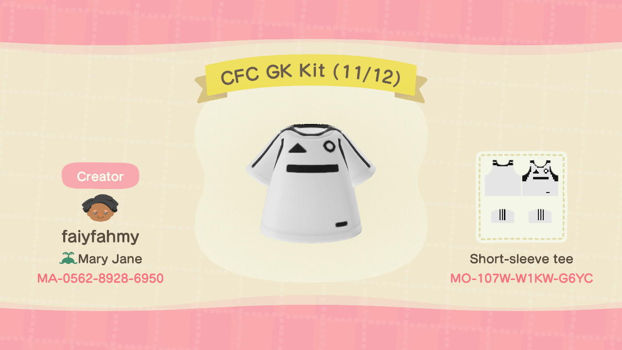 Animal Crossing Design Code: MO-107W-W1KW-G6YC CFC GK Kit (11/12)