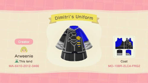 Animal Crossing Design Code: MO-108R-2LC4-FRG2 Dimitri Uniform