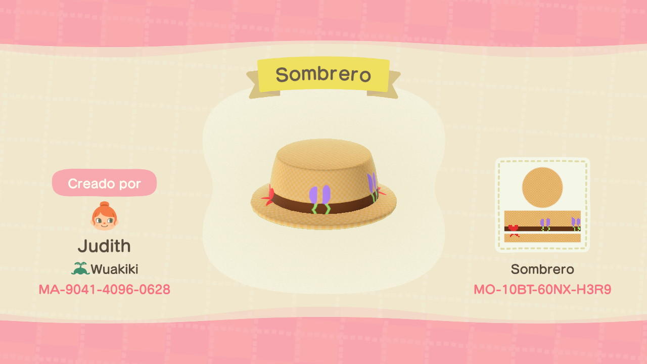 Animal Crossing Design Code: MO-10BT-60NX-H3R9 Sombrero