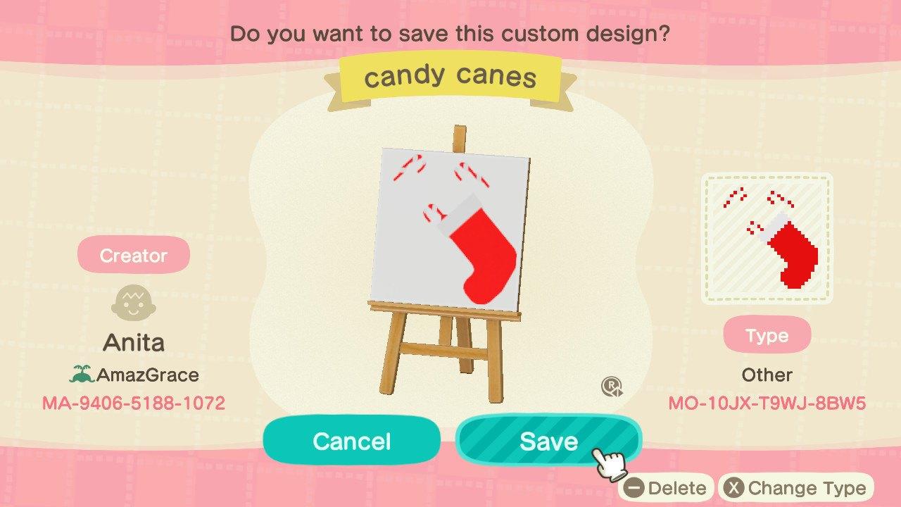 Animal Crossing Design Code: MO-10JX-T9WJ-8BW5 Candy cane  2