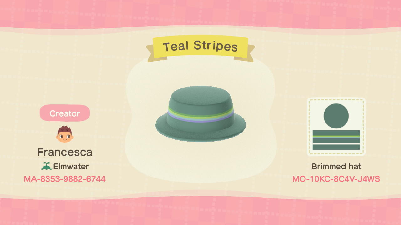 Animal Crossing Design Code: MO-10KC-8C4V-J4WS Teal Stripes