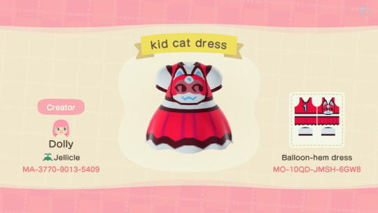 Animal Crossing Design Code: MO-10QD-JMSH-6GW8 kid cat dress