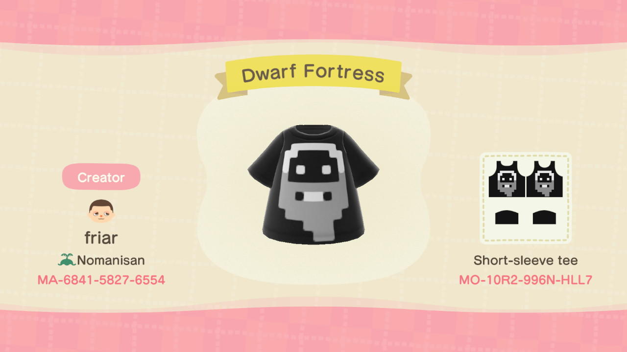 Animal Crossing Design Code: MO-10R2-996N-HLL7 Dwarf Fortress