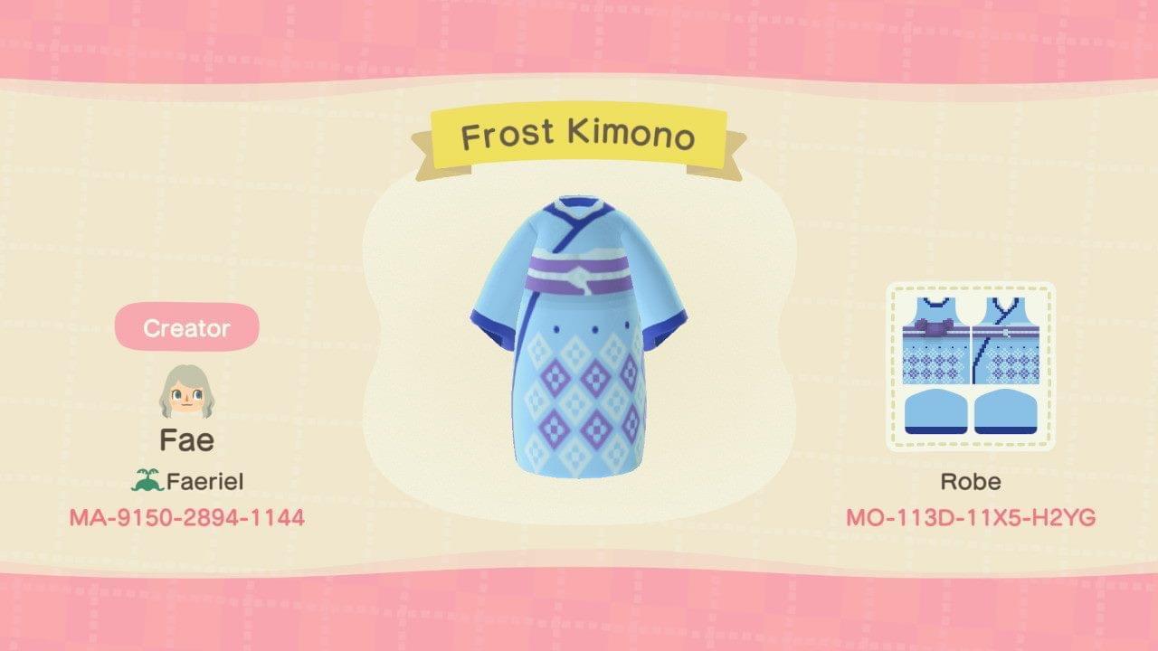 Animal Crossing Design Code: MO-113D-11X5-H2YG Frost Kimono