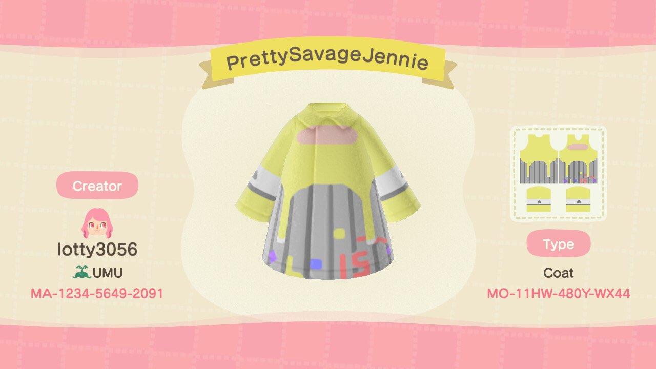 Animal Crossing Design Code: MO-11HW-480Y-WX44 Pretty Savage Jennie