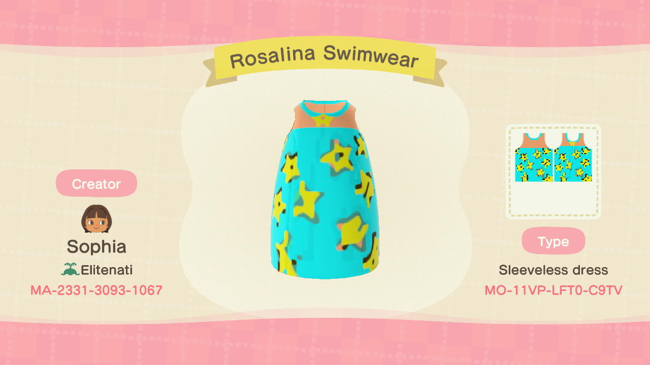 Animal Crossing Design Code: MO-11VP-LFT0-C9TV Rosalina Swimwear 5