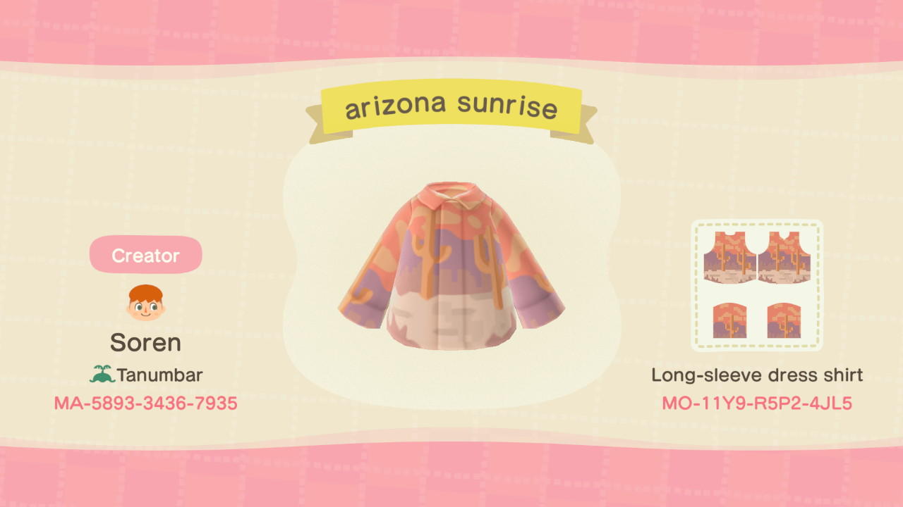 Animal Crossing Design Code: MO-11Y9-R5P2-4JL5 Arizona sunset