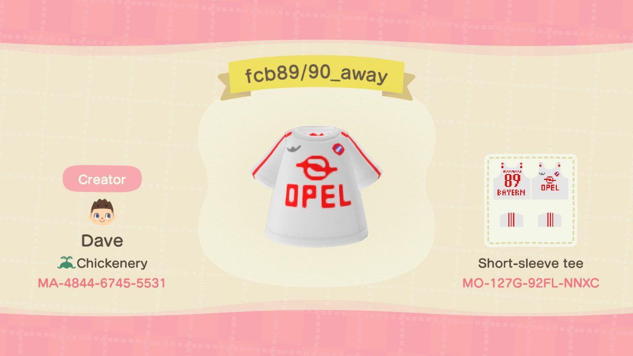 Animal Crossing Design Code: MO-127G-92FL-NNXC FC Bayern 89/90 Away
