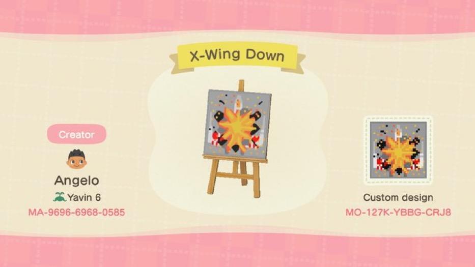 Animal Crossing Design Code: MO-127K-YBBG-CRJ8 X-Wing Down