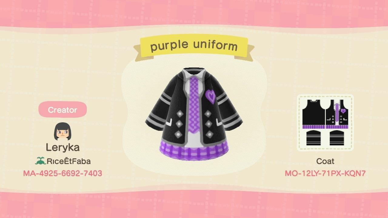 Animal Crossing Design Code: MO-12LY-71PX-KQN7 purple uniform