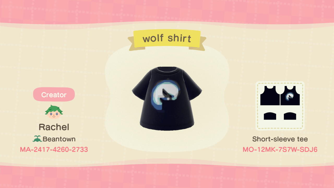 Animal Crossing Design Code: MO-12MK-7S7W-SDJ6 wolf shirt