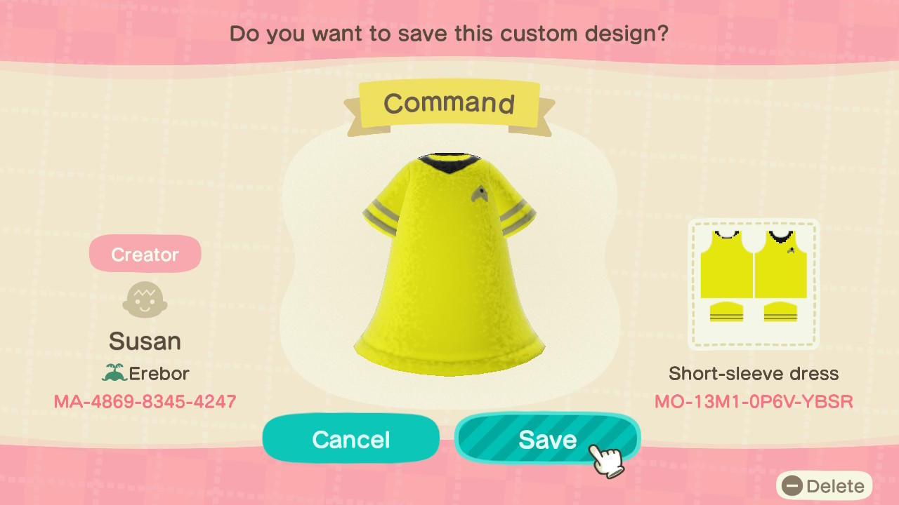 Animal Crossing Design Code: MO-13M1-0P6V-YBSR Star Trek  Command