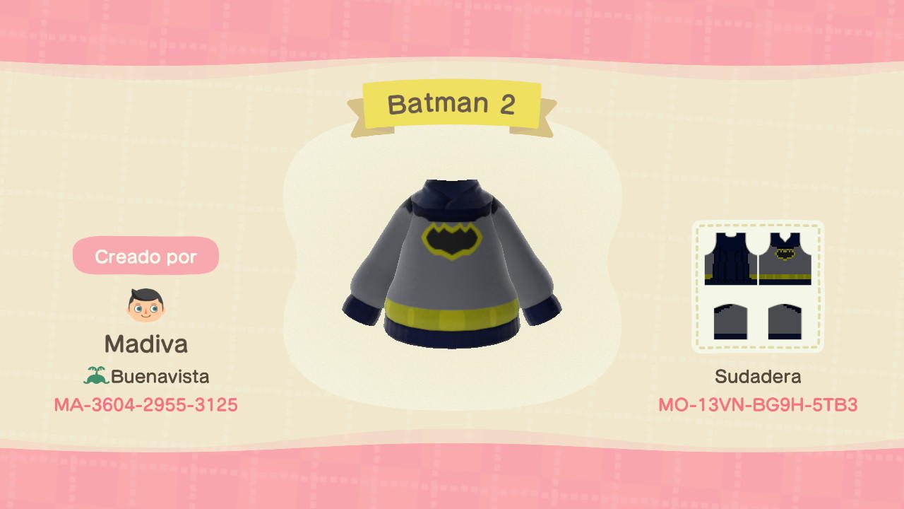 Animal Crossing Design Code: MO-13VN-BG9H-5TB3 The Batman