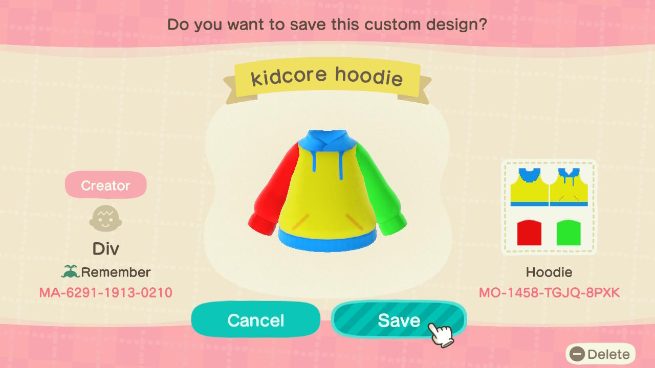 Animal Crossing Design Code: MO-1458-TGJQ-8PXK kidcore hoodie