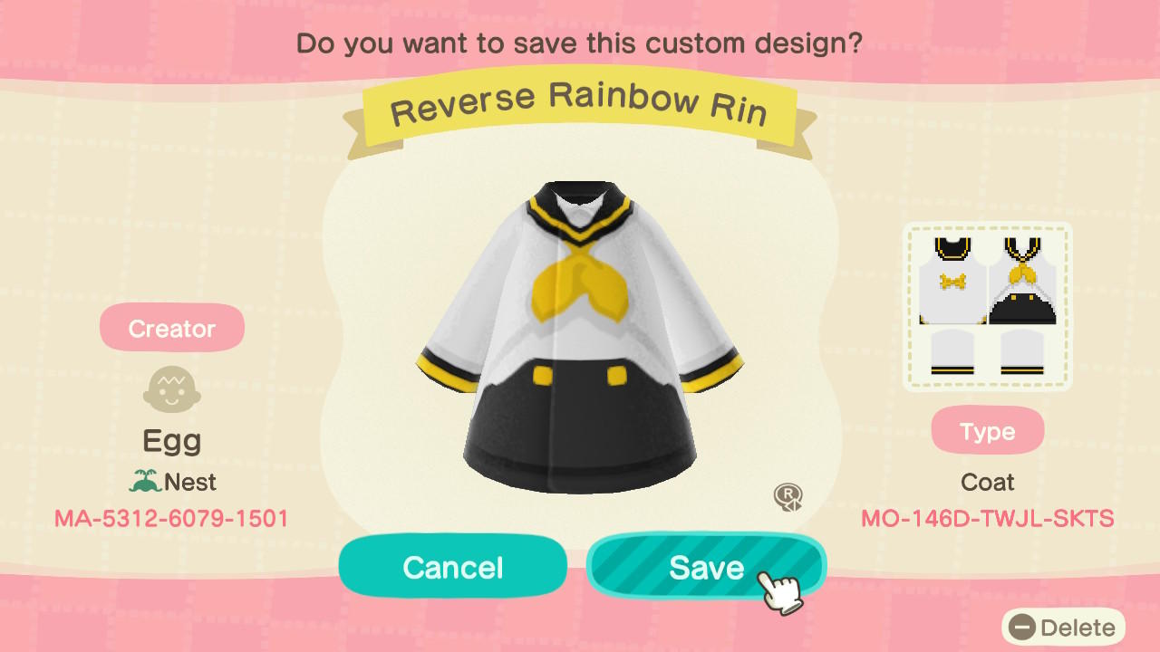 Animal Crossing Design Code: MO-146D-TWJL-SKTS Reverse Rainbow Rin