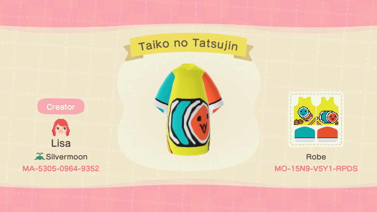 Animal Crossing Design Code: MO-15N9-V5Y1-RPDS Taiko no Tatsujin