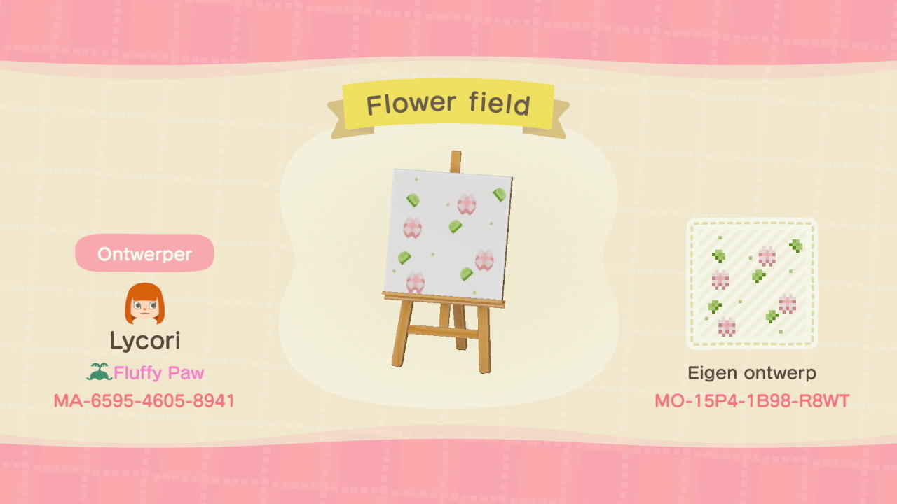 Animal Crossing Design Code: MO-15P4-1B98-R8WT Flower field