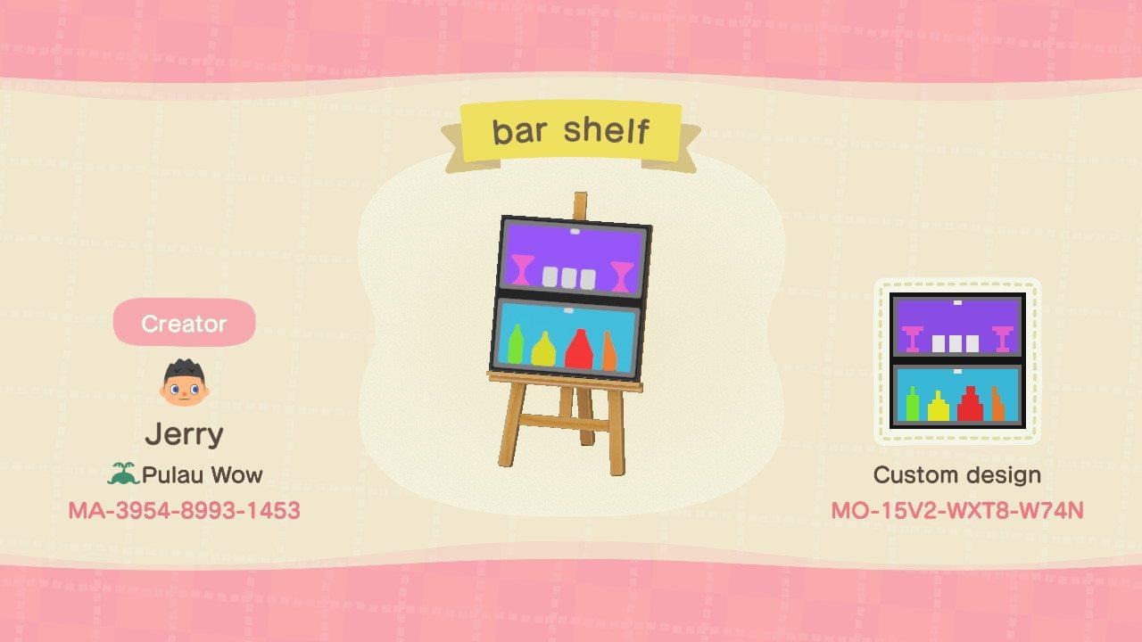 Animal Crossing Design Code: MO-15V2-WXT8-W74N Bar Shelf