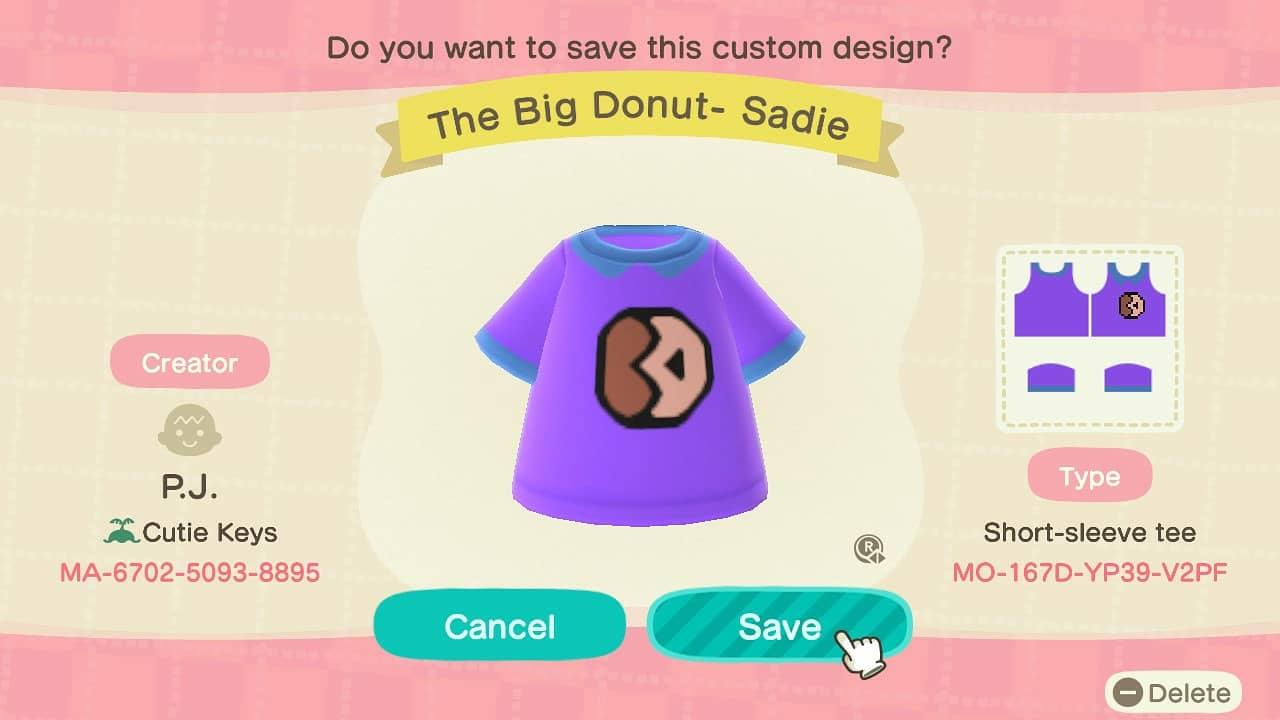 Animal Crossing Design Code: MO-167D-YP39-V2PF The Big Donut- Sadie