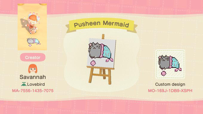 Animal Crossing Design Code: MO-169J-1DB9-KSPH Pusheen Mermaid