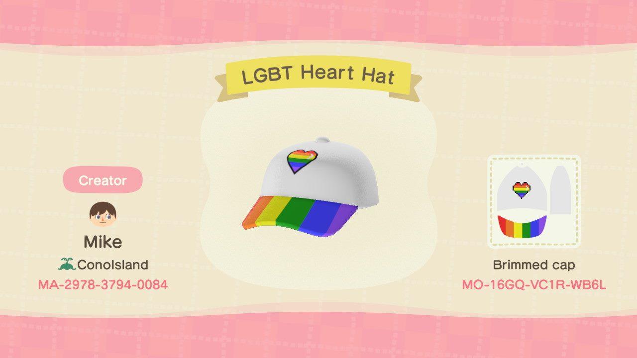 Animal Crossing Design Code: MO-16GQ-VC1R-WB6L LGBT Heart Hat