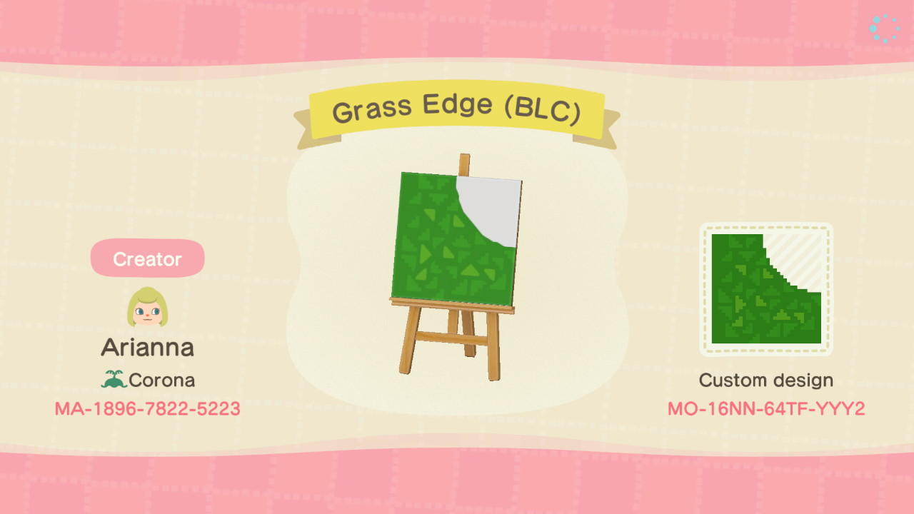 Animal Crossing Design Code: MO-16NN-64TF-YYY2 Grass Edge (BLC)