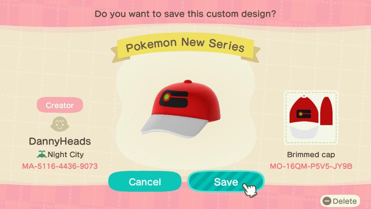 Animal Crossing Design Code: MO-16QM-P5V5-JY9B Pokemon New Series