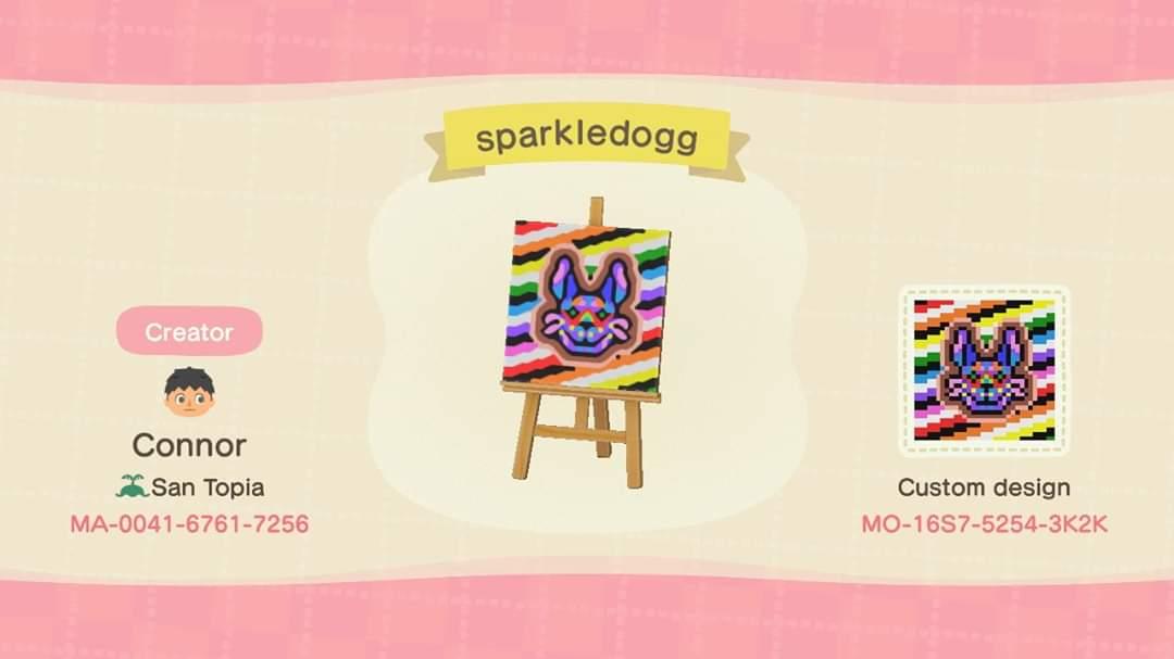 Animal Crossing Design Code: MO-16S7-5254-3K2K Sparkle Dogg