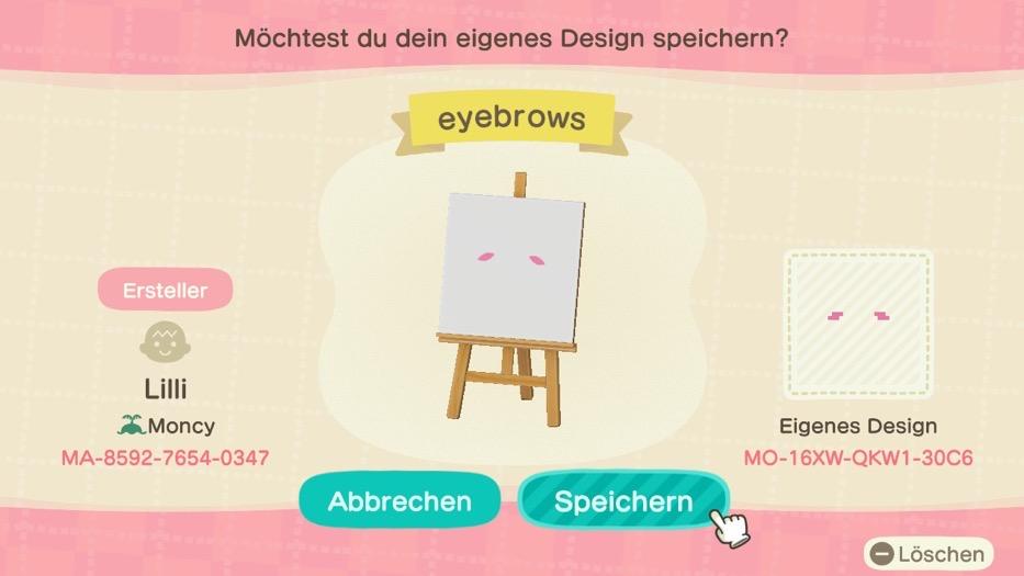 Animal Crossing Design Code: MO-16XW-QKW1-30C6 eyebrows