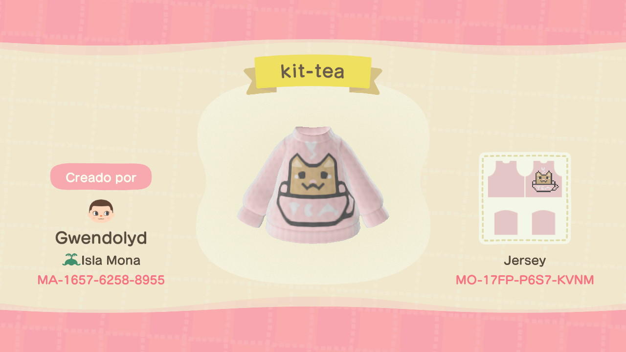 Animal Crossing Design Code: MO-17FP-P6S7-KVNM kit-tea