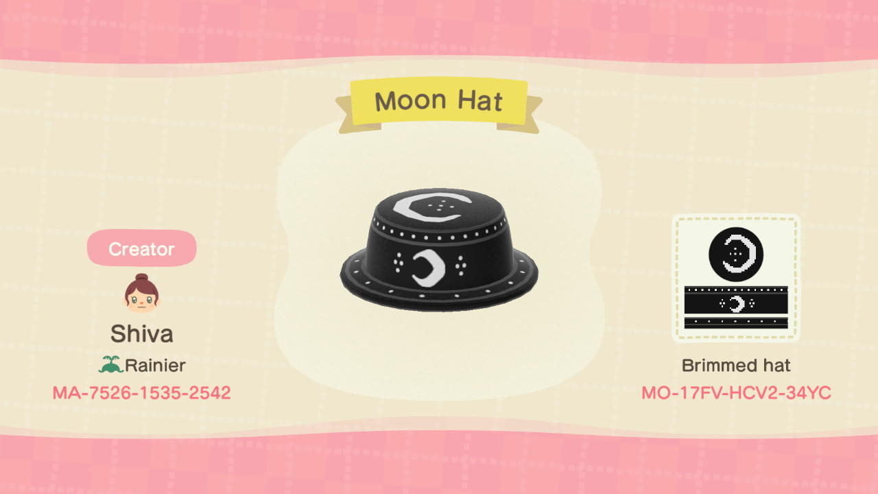 Animal Crossing Design Code: MO-17FV-HCV2-34YC Moon Hat