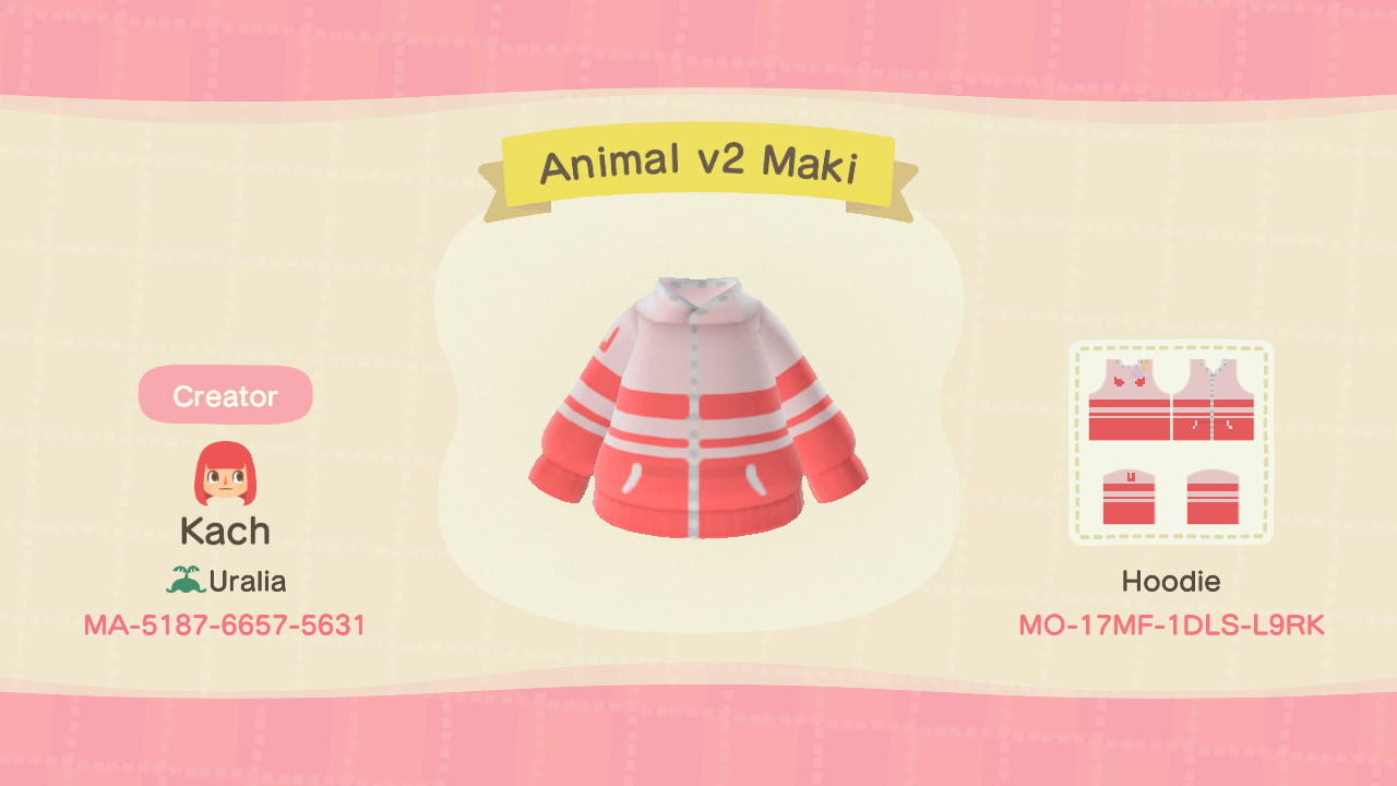 Animal Crossing Design Code: MO-17MF-1DLS-L9RK Animal v2 Maki