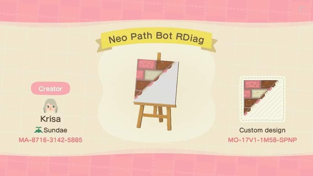 Animal Crossing Design Code: MO-17V1-1M58-SPNP Neo Path Bot R Diag