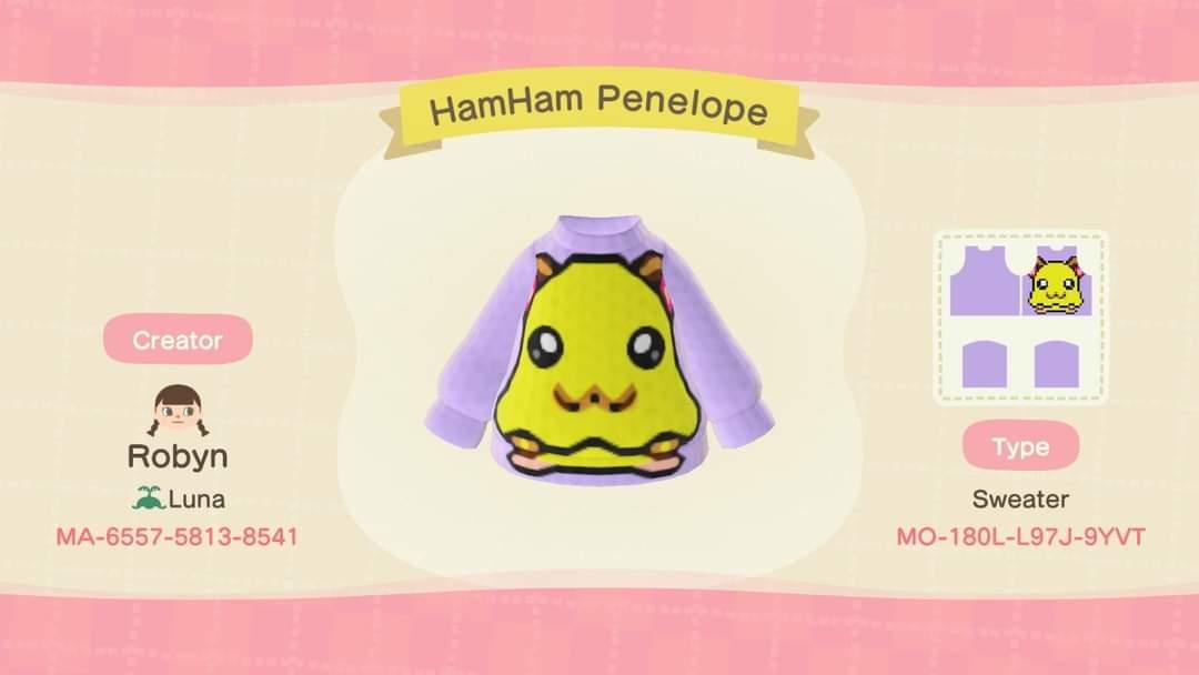Animal Crossing Design Code: MO-180L-L97J-9YVT HamHam Penelope