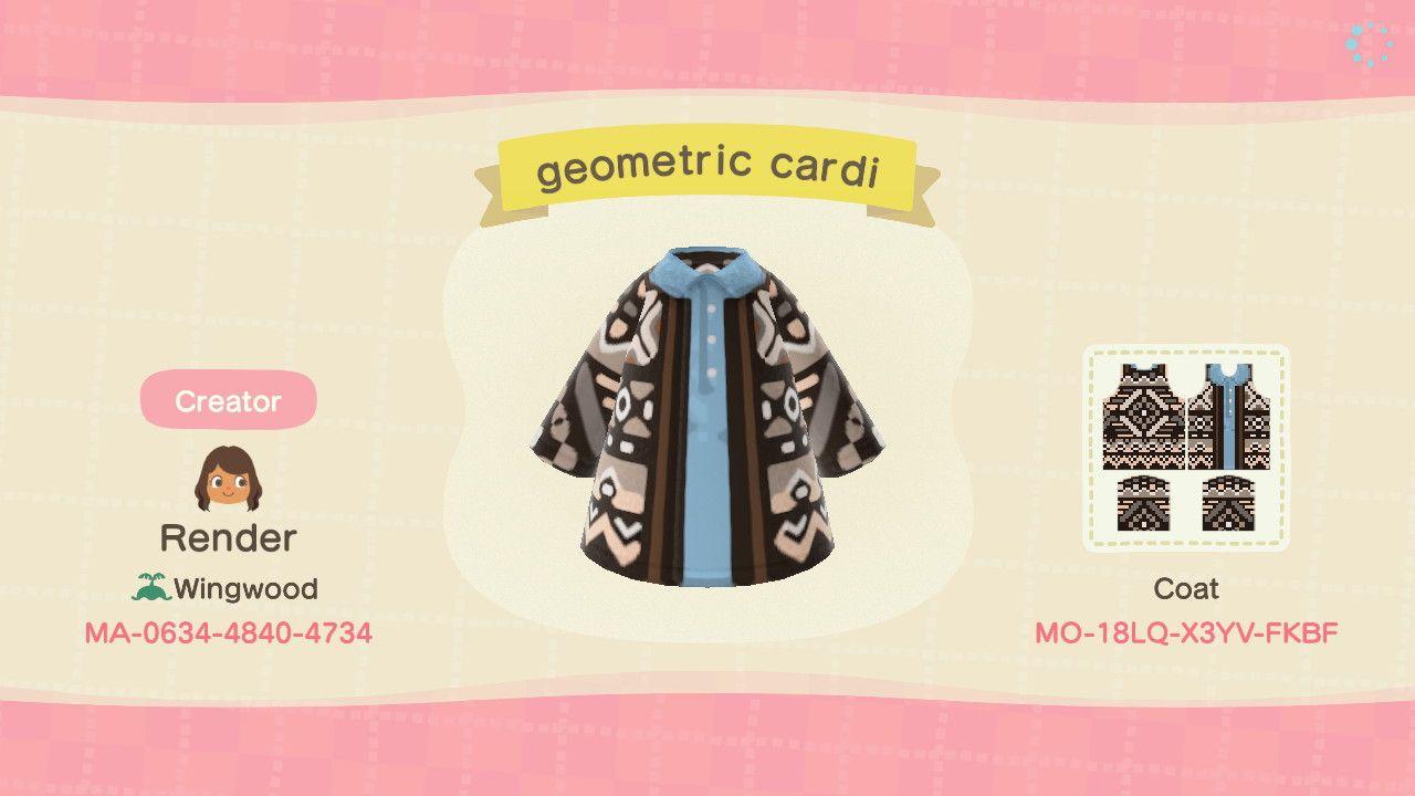 Animal Crossing Design Code: MO-18LQ-X3YV-FKBF Geometric Cardi