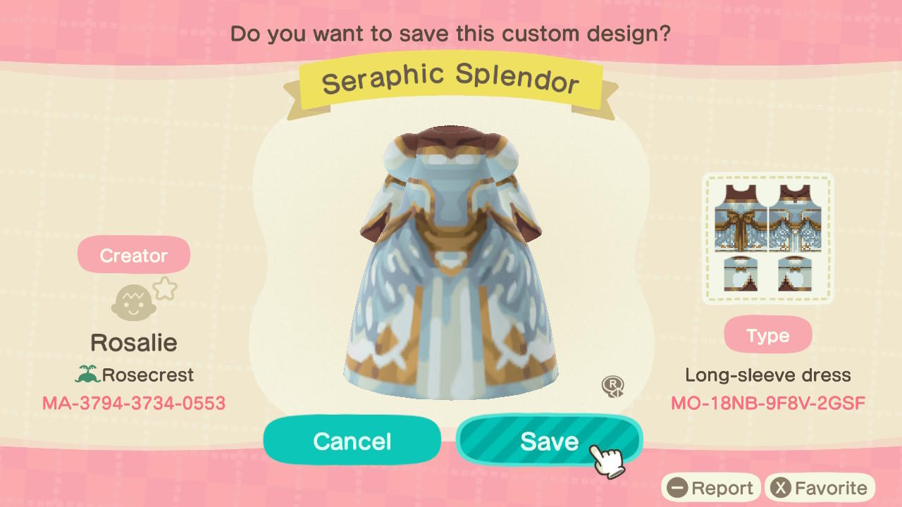 Animal Crossing Design Code: MO-18NB-9F8V-2GSF Seraphic Splendor