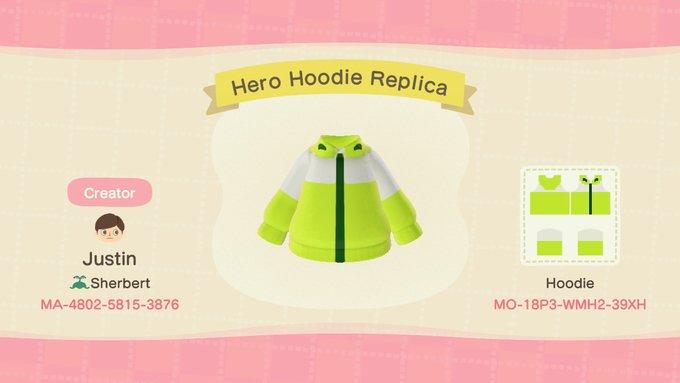 Animal Crossing Design Code: MO-18P3-WMH2-39XH Hero Hoodie Replica