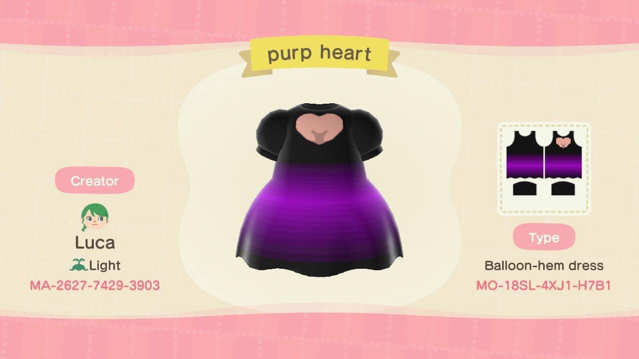 Animal Crossing Design Code: MO-18SL-4XJ1-H7B1 Purple Heart