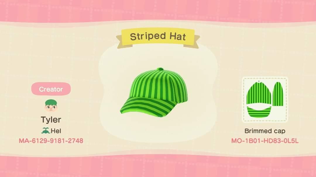 Animal Crossing Design Code: MO-1B01-HD83-0L5L Striped Hat