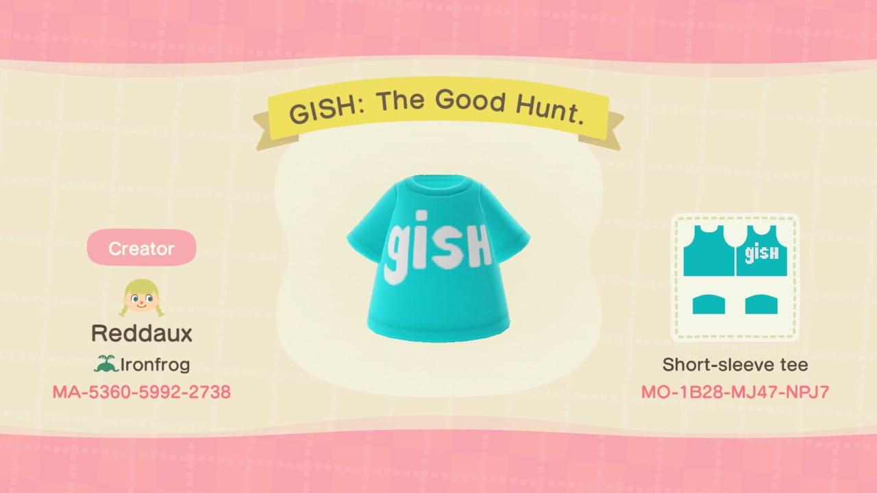 Animal Crossing Design Code: MO-1B28-MJ47-NPJ7 GISH Misha Collins