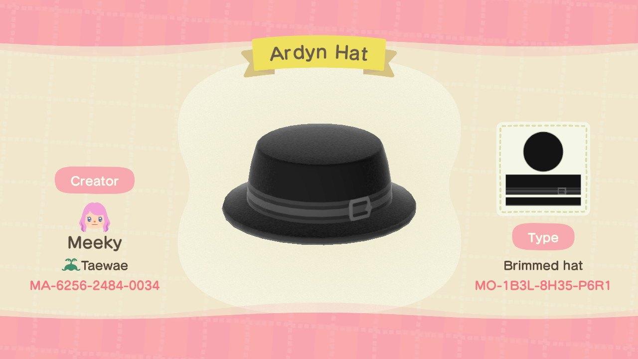 Animal Crossing Design Code: MO-1B3L-8H35-P6R1 Ardyn Hat