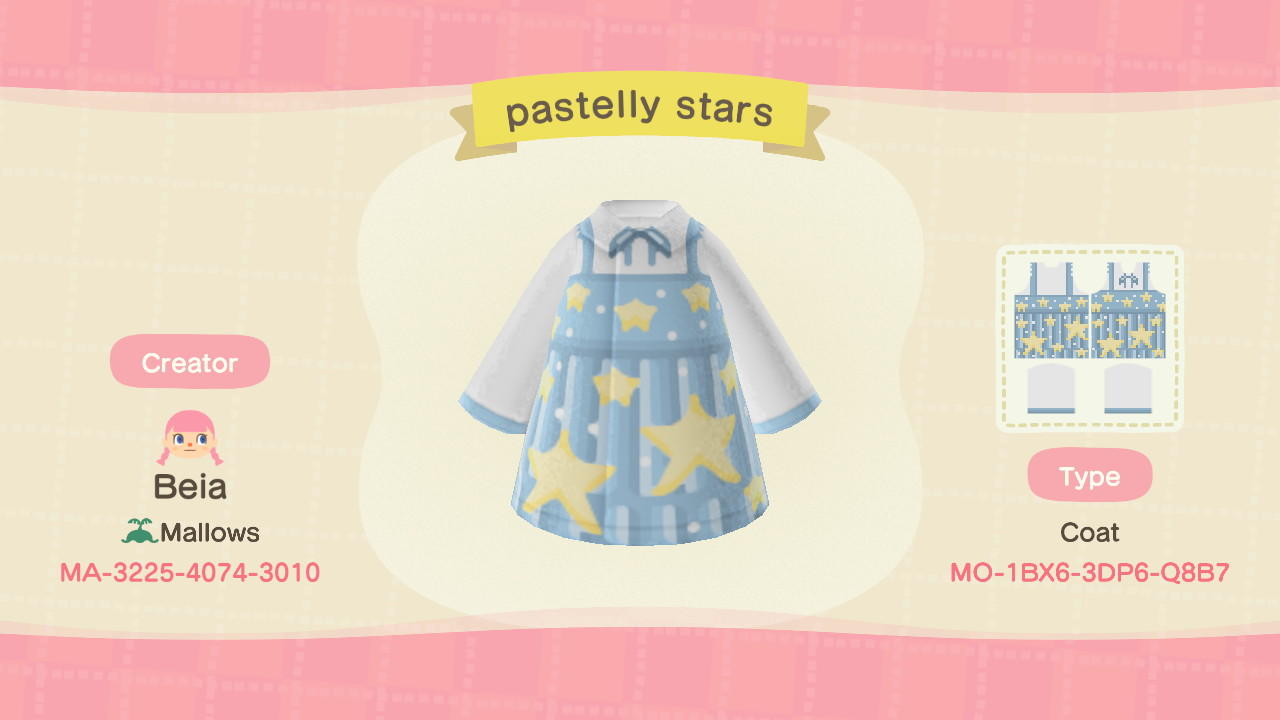 Animal Crossing Design Code: MO-1BX6-3DP6-Q8B7 Pastelly Stars
