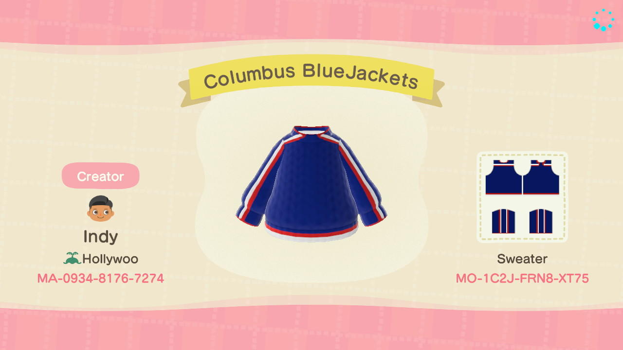 Animal Crossing Design Code: MO-1C2J-FRN8-XT75 Columbus BlueJackets