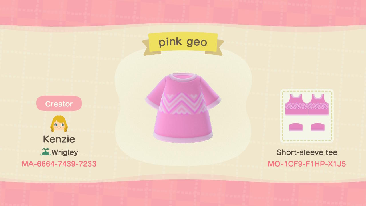Animal Crossing Design Code: MO-1CF9-F1HP-X1J5 pink geo