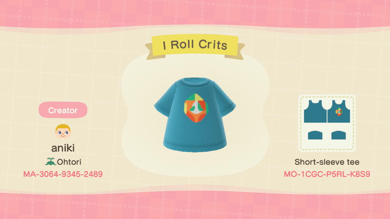Animal Crossing Design Code: MO-1CGC-P5RL-K8S9 I Roll Crits