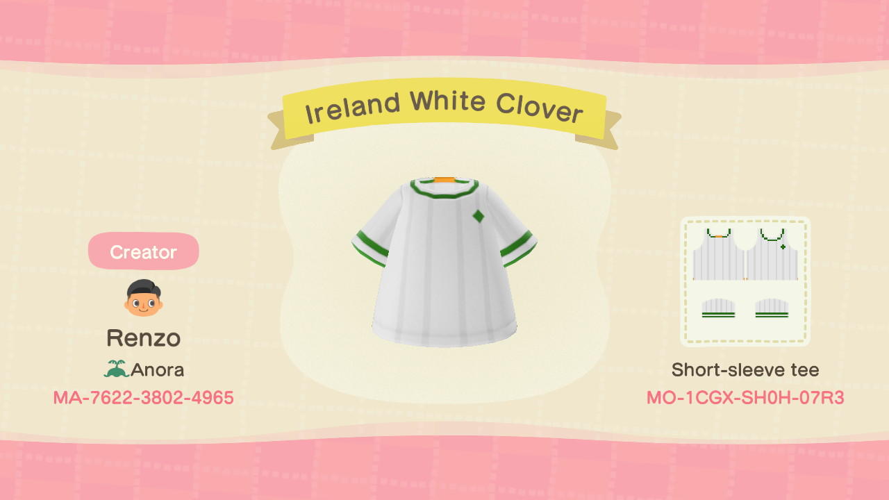 Animal Crossing Design Code: MO-1CGX-SH0H-07R3 Ireland White Clover