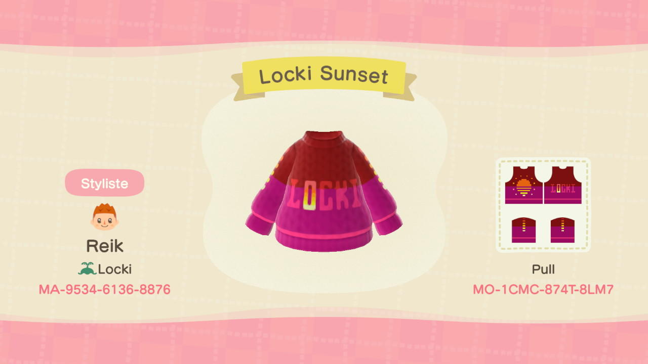 Animal Crossing Design Code: MO-1CMC-874T-8LM7 Locki Sunset